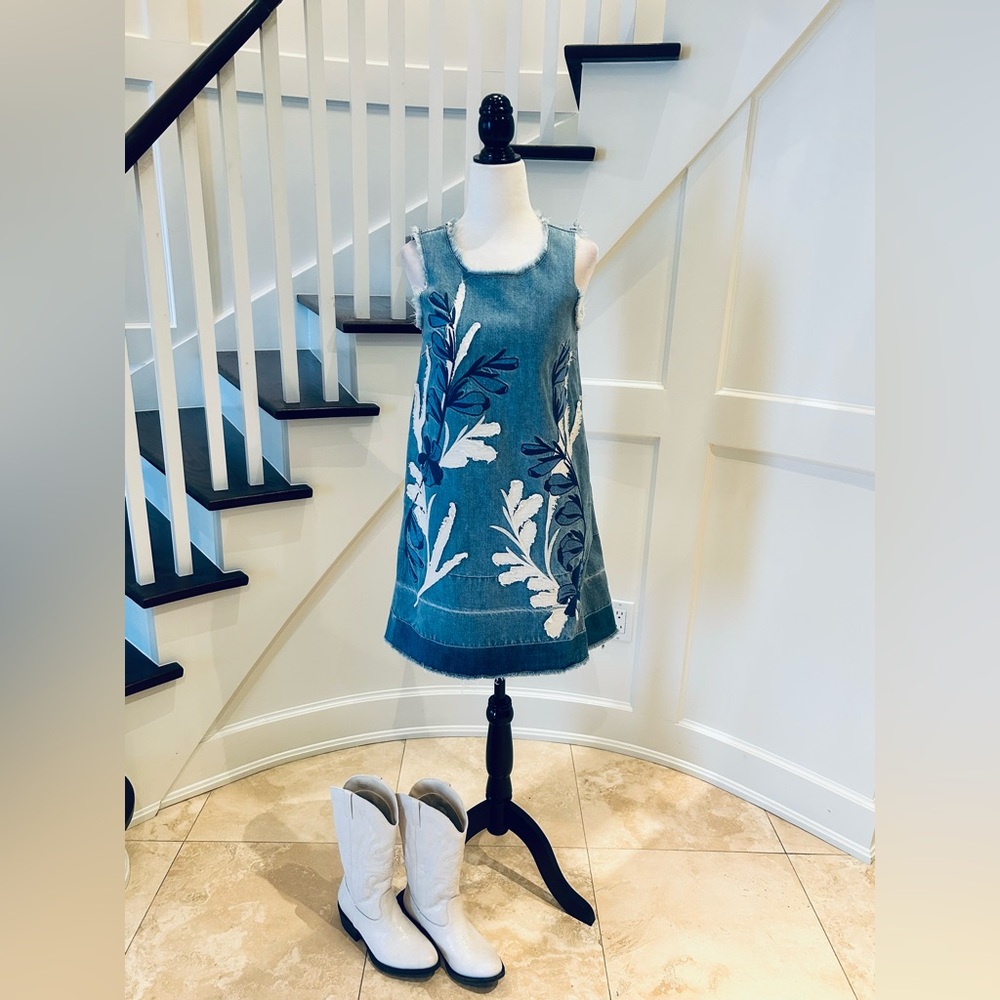 Anthropologie Denim Floral Dress